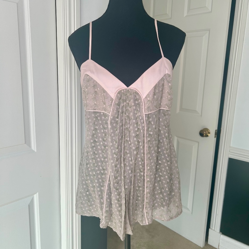 NWOT Original Penguin Pink Baby Doll Top with White and Green Flowers Size 8